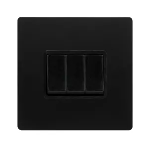 10AX INGOT 3 GANG 2 WAY SWITCH - MATT BLACK COVER