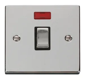 20A 1 Gang DP 'Ingot' Switch + Neon - Black