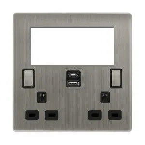 2 GANG 3 PIN SAFETY SHUTTER TYPE A & C USB SWITCHE