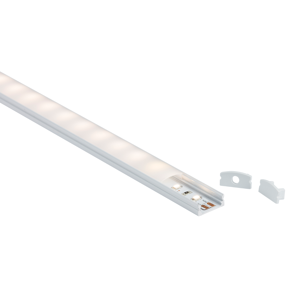 1M Aluminium Profile - Surface Mount Flat in White