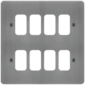 GRID FRONT PLATE 2 X 4 BRUSHED STEEL