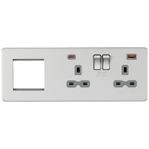 13A 2G DP Socket +2G Modular + Dual USB A+C 12V DC