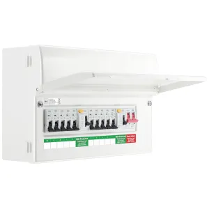 Metal Consumer Unit 10 Way with 100A Switch, 2 x T