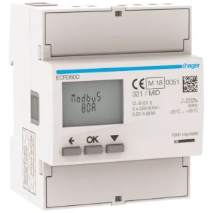 3Ph kWhmeter direct 80A 4M MODBUS MID