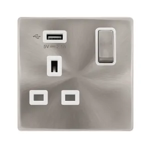 13A INGOT 1 GANG SWITCHED SOCKET WITH 2.1A USB OUT
