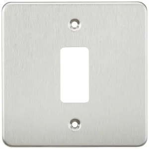 Flat plate 1G grid faceplate - brushed chrome