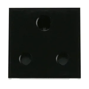 15A Round Pin New Media Socket - Black