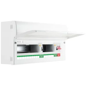 Metal Consumer Unit 16 Way Unpopulated with 2 x 10
