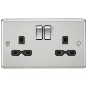13A 2G DP Switched Socket with Twin Earths - Brush