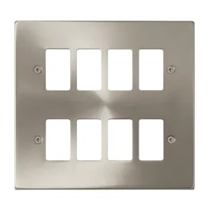 8 Gang GridPro Frontplate - Satin Chrome