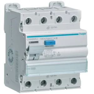 RCCB 3P+N 100A 100mA A S