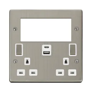 2 GANG 3 PIN SAFETY SHUTTER TYPE A & C USB SWITCHE