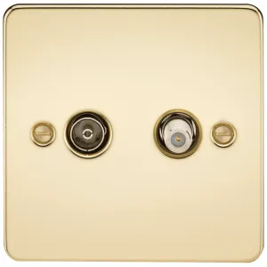 TV and SAT TV Outlet (isolated) - Polished Brass