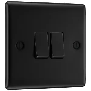 NEXUS METAL MATT BLACK DOUBLE SWITCH, 20A 16AX 2 W
