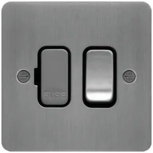 FCU SWITCHED BRUSHED STEEL BLACK