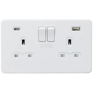 13A 2G SP Switched Socket with Dual USB A+C (5V DC