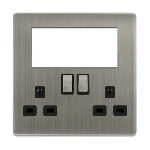 2 GANG 3 PIN SAFETY SHUTTER SWITCHED SOCKET WITH Q