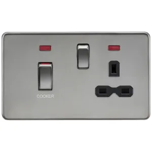 45A DP Switch & 13A Socket with Neons - Black Nick