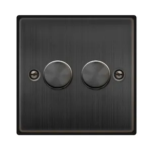 2 GANG 2 WAY 100W DIMMER SWITCH - MATT BRONZE