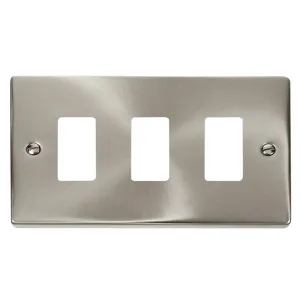 3 Gang GridPro Frontplate - Satin Chrome
