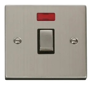 20A 1 Gang DP 'Ingot' Switch + Neon - Black