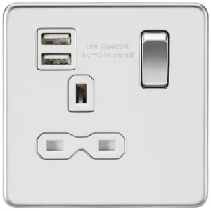 13A 1G SP Switched Socket with Dual USB A+A (5V DC