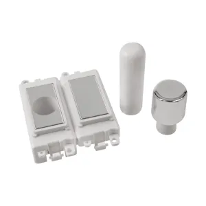2 Module Dimmer Mounting Kit - White - Polished Ch