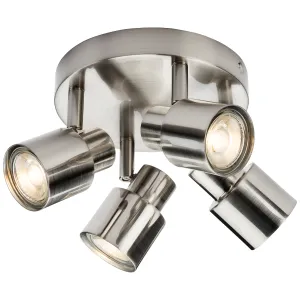 230V GU10 Quad Spotlight - Brushed Chrome