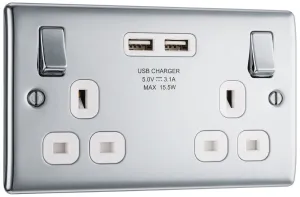 NEXUS METAL POLISHED CHROME DOUBLE SWITCHED 13A PO