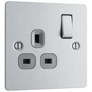 SCREWED FLATPLATE BRUSHED STEEL SINGLE SWITCHED 13
