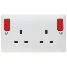 13A 2G DP S-SOCKET OUTBOARD RED ROCKERS