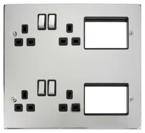 4 x 13A DP Switched Sockets, (2x3) New Media Modul