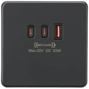 230V Triple USB Charger Plate 2xUSB-C 1xUSB-A [20V