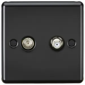 TV & SAT TV Outlet (isolated) - Matt Black