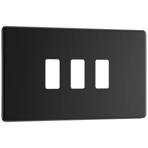 GRID FRONT PLATE SCREWLESS MATT BLACK - 3 GANG
