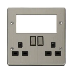 2 GANG 3 PIN SAFETY SHUTTER SWITCHED SOCKET WITH Q