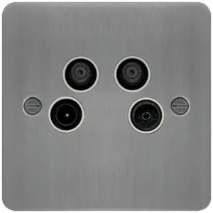 TV&FM/DAB&SAT1&2 OUTLET BRUSHED STEEL WH