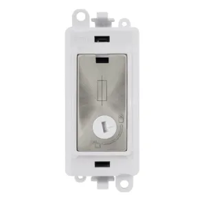 13A Fused Lockable Module - White - Satin Chrome