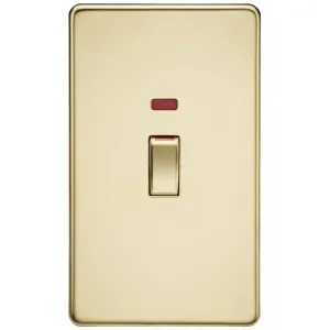 45A DP Switch with Neon (2G size) - Polished Brass