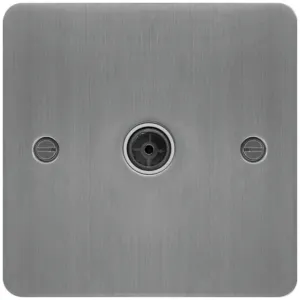 SINGLE CO-AX TV O/F BRUSHED STEEL WHITE