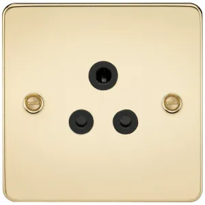 5A Unswitched Socket - Polished Brass with Black I