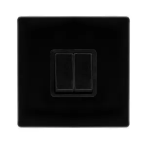 10AX INGOT 2 GANG 2 WAY SWITCH - METAL BLACK COVER