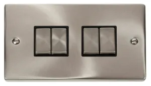 4 Gang 2 Way 'Ingot' 10AX Switch - Black