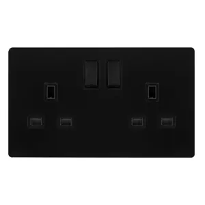13A INGOT 2 GANG DP SWITCHED SOCKET - MATT BLACK C