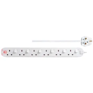 6 SOCKET 2M 13 AMP INDIVIDUALLY SWITCHED SURGE EXT