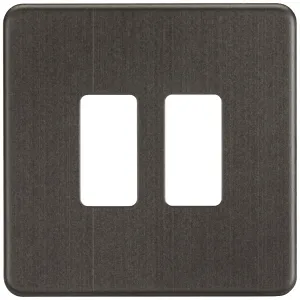 Screwless 2G grid faceplate - smoked bronze
