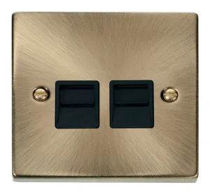 Twin Telephone Socket Outlet Master - Black