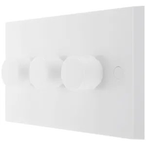 WHITE MOULDED SQUARE EDGE 200W TRIPLE DIMMER SWITC