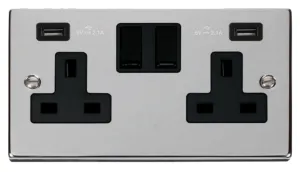 13A 2 Gang Switched Socket With Twin 2.1A USB Outl