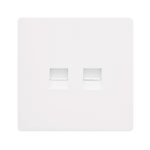 TWIN TELEPHONE SECONDARY OUTLET - METAL WHITE COVE